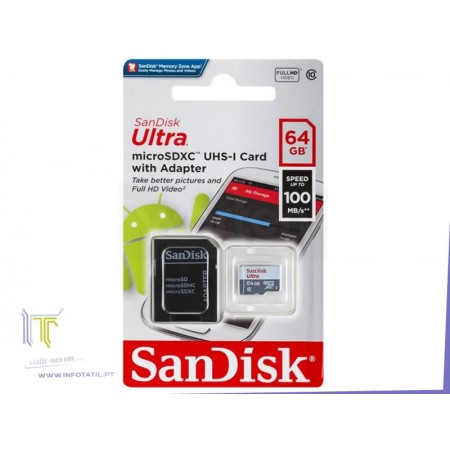 SanDisk 64GB MicroSDHC Ultra Lite Class10 UHS-I - SDSQUNR-064G-GN3MA