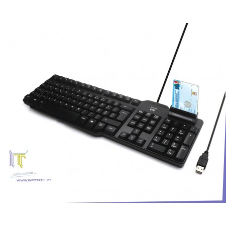 Teclado Ewent USB c/ Leitor de Cartão Inteligente PT