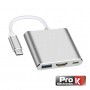 HUB USB-C P/ USB-C / USB-A 3.0 / HDMI PROK - PK-USBC-3IN1