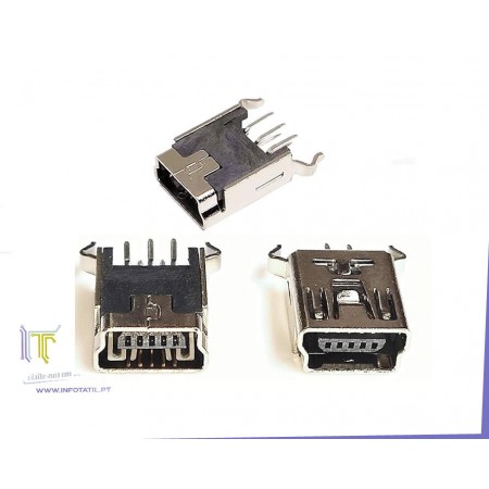 Conector Mini USB 5 Pinos Vertical